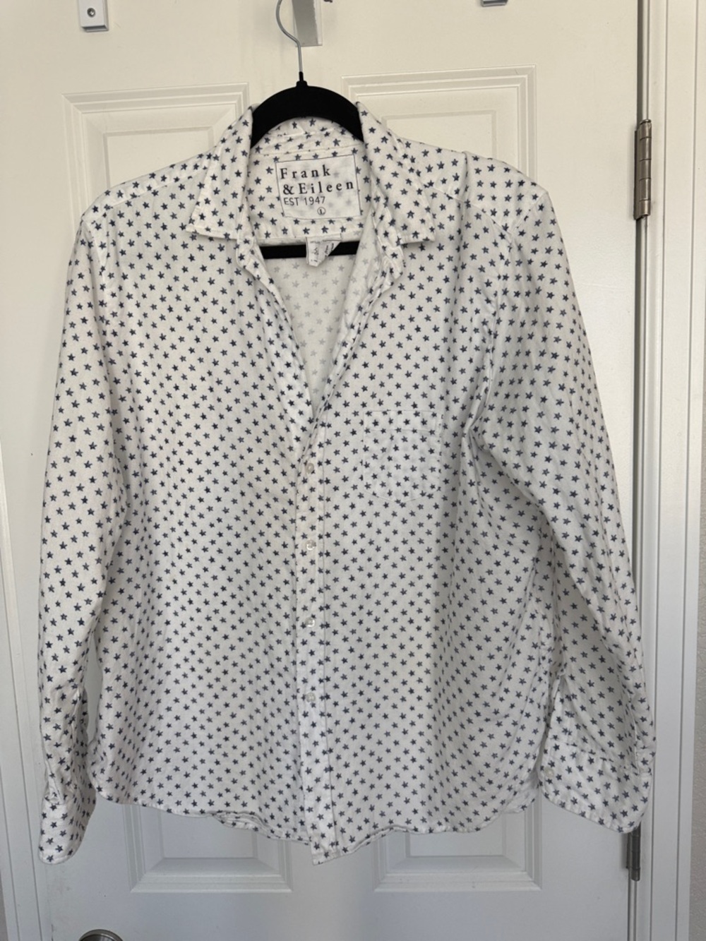 Frank & Eileen Eileen Button Down Shirt Star Print Cotton Size L